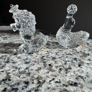 Princess House Rocking Lead Crystal Lion & Seal Figurines Set